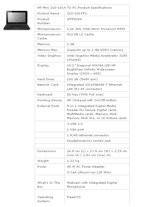 HP Mini 1014 TU