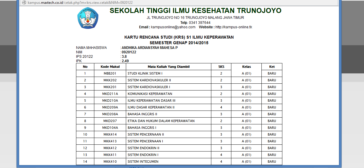 Sistem Informasi Akademik Kampus / Universitas Berbasis Website