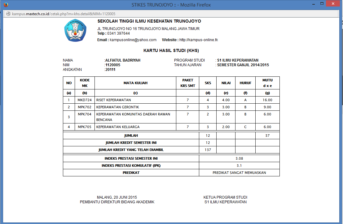 Sistem Informasi Akademik Kampus / Universitas Berbasis Website