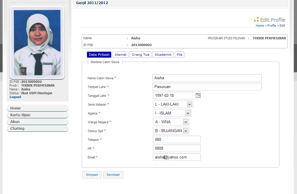 PSB Online Edit Profile Calon Siswa PSB Online Edit Profile Calon Siswa