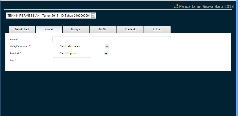 Form Pendaftaran Di Tab Alamat Form Pendaftaran Di Tab Alamat